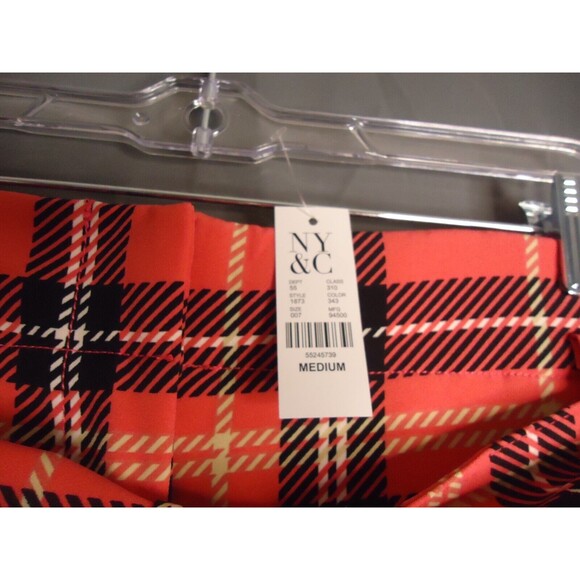 New York & Co Flat Front Dress Pants Hot Pink Black Plaid Size Med Barbi… - Picture 4 of 9